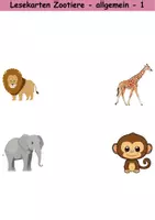Vorschau - Arbeitsblätter - Lesekarten/Bildkarten Zootiere mittelschwer - DaZ/DaF, Deutsch (Grundschule) - Seite 1