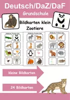 Vorschau - Arbeitsblätter - kleine Bildkarten Zootiere - DaZ/DaF, Deutsch (Grundschule) - Deckblatt