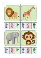 Vorschau - Arbeitsblätter - Zootiere Klammerkarten mit Lösung - DaZ/DaF, Deutsch (Klasse 1 und 2) - Seite 1