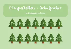 Vorschau - Poster - kleine Wimpelketten Schulfächer Waldklasse - Deckblatt