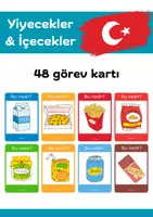 Vorschau - Fördermaterial/Inklusion - Yiyecek ve içecekler, görev kartları (Essen und Trinken auf Türkisch, Aufgabenkarten) - Deckblatt