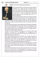 Vorschau - Arbeitsblätter - 4 Arbeitsblätter: Johann Sebastian Bach - Deckblatt