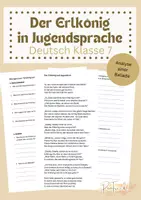 Vorschau - Arbeitsblätter - Ballade: Der Erlkönig in Jugendsprache Klasse 7 - Deckblatt