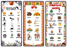Vista previa - Refuerzo / NEE / Materiales de apoyo - Festivals Vocabulary Keychain - página 3