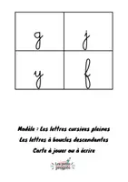 Aperçu - Feuilles d'exercices - 20 cartes pour les lettres à boucles descendantes (Alphabet cursif) GS CP - Page 2