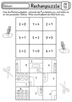 Vorschau - Arbeitsblätter - Rechenpuzzle - In der Schule - Zahlenraum 10 und 20 - 1. Klasse Mathe - Seite 2