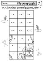 Vorschau - Arbeitsblätter - Rechenpuzzle - In der Schule - Zahlenraum 10 und 20 - 1. Klasse Mathe - Seite 3