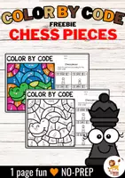 Vorschau - Mal- und Bastelvorlagen - FREEBIE: Color by Code (Chess pieces) | NO PREP Activity - Deckblatt