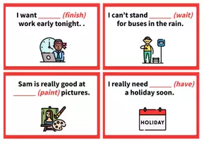 Aperçu - Jeux - GERUND OR INFINITIVE? – Board Game (40 Sentences) - Page 3