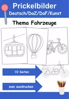 Vorschau - Arbeitsblätter - Prickelbilder Thema Fahrzeuge - Grundschule - Bastelvorlagen - Deckblatt