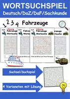 Vorschau - Arbeitsblätter - Wortsuchspiel/Wortsuche/Suchsel Fahrzeuge (Grundschule) - 4 Varianten - Deckblatt