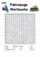 Vorschau - Arbeitsblätter - Wortsuchspiel/Wortsuche/Suchsel Fahrzeuge (Grundschule) - 4 Varianten - Seite 1