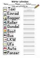 Vorschau - Arbeitsblätter - Fahrzeuge Wörter und Sätze schreiben DaZ/DaF, deutsch - Seite 3
