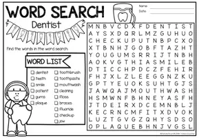 Vorschau - Arbeitsblätter - Word Search Puzzle (Dentist) | Community Helpers - NO PREP Activity - Seite 1