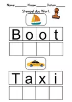 Vorschau - Mal- und Bastelvorlagen - Fahrzeuge Wörter stempeln - DaZ/DaF, Deutsch (Grundschule) - Seite 2