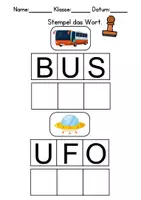 Vorschau - Mal- und Bastelvorlagen - Fahrzeuge Wörter stempeln - DaZ/DaF, Deutsch (Grundschule) - Seite 3