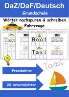 Vorschau - Arbeitsblätter - Materialpaket Schreiben und Sprache Thema Fahrzeuge - DaZ/DaF, Deutsch - Seite 1