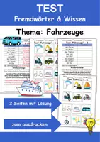 Vorschau - Arbeitsblätter - Test Fahrzeuge - DaZ/DaF, Deutsch, Sachunterricht (Klasse 1 und 2) - Deckblatt