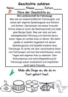 Vorschau - Arbeitsblätter - Fahrzeuge Leseverstehen und Wortschatz - DaZ/DaF, Deutsch, Sachunterricht - Seite 1