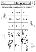 Vorschau - Arbeitsblätter - Rechenpuzzle Sport - Zahlenraum 10 und 20 - 1. Klasse Mathe - Seite 3
