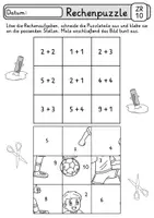 Vorschau - Arbeitsblätter - Rechenpuzzle Sport - Zahlenraum 10 und 20 - 1. Klasse Mathe - Seite 1
