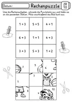 Vorschau - Arbeitsblätter - Rechenpuzzle Sport - Zahlenraum 10 und 20 - 1. Klasse Mathe - Seite 2