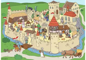 Vorschau - Stationenlernen - Ritter und Burgen | Wimmelbild - Seite 1