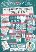 Vorschau - Stationenlernen - Klassentier Materialpaket "Delfin" / Delfinklasse (inkl. Clipart!) - Deckblatt