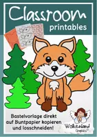 Vorschau - Mal- und Bastelvorlagen - Materialpaket Wald Bastelvorlage - Fuchs - Eulen - Wichtel - Pilze - Deckblatt
