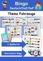 Vorschau - Arbeitsblätter - Wortschatz Bingo - Fahrzeuge (Klasse 1 und 2) - Deckblatt