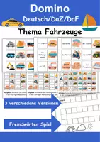 Vorschau - Arbeitsblätter - Fahrzeuge Domino DaZ/DaF, Deutsch (Grundschule) - Fremdwörter - Deckblatt