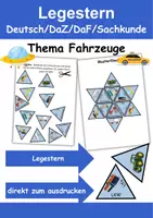 Vorschau - Arbeitsblätter - GRATIS Legestern Fahrzeuge Wortschatz - DaZ/DaF, Deutsch (Klassen 1 und 2) - Deckblatt