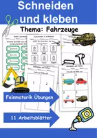 Vorschau - Arbeitsblätter - Ausschneiden und kleben Fahrzeuge - Wortschatz basteln Feinmotorik (Grundschule) - Deckblatt