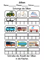 Vorschau - Arbeitsblätter - Silben Thema Fahrzeuge - DaZ/DaF, Deutsch (Klasse 1 und 2) - Seite 2