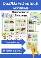 Vorschau - Arbeitsblätter - Fahrzeuge Klammerkarten mit Lösung - DaZ/DaF, Deutsch (Klasse 1 und 2) - Deckblatt