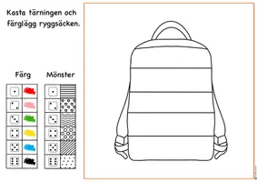 förhandsvisning - Färglägg med tärning – Skolstart 🎒 ☂️ - sida 1