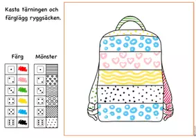 förhandsvisning - Färglägg med tärning – Skolstart 🎒 ☂️ - sida 2