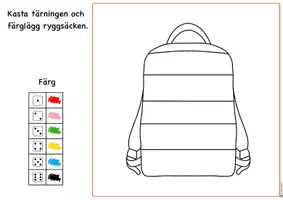 förhandsvisning - Färglägg med tärning – Skolstart 🎒 ☂️ - sida 3