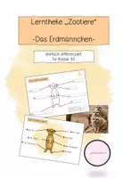 Vorschau - Fördermaterial/Inklusion - Lerntheke "Das Erdmännchen" (Zootiere) - Deckblatt