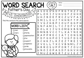Vorschau - Arbeitsblätter - Word Search Puzzle (Father's Day) | NO PREP Activity - Seite 1