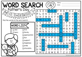 Vorschau - Arbeitsblätter - Word Search Puzzle (Father's Day) | NO PREP Activity - Seite 2