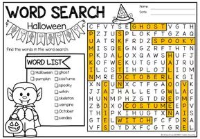 Vorschau - Arbeitsblätter - Word Search Puzzle (Halloween) | Holidays - NO PREP Activity - Seite 2
