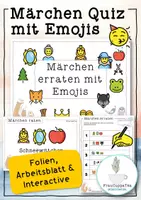 Vorschau - Arbeitsblätter - Märchen mit Emojis erraten - Spiel / Quiz - Deckblatt