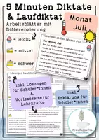 Vorschau - Arbeitsblätter - 5 Minuten Diktate und Laufdiktate "Juli" mit Differenzierung #41 - Deckblatt