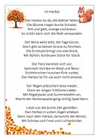 Vorschau - Arbeitsblätter - Unterrichtsmaterial: Herbstgedicht 🌿🍂🍁 (Textverständnis, einfache Analyse, kreative Aufgaben,...) - Seite 1