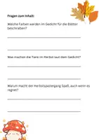 Vorschau - Arbeitsblätter - Unterrichtsmaterial: Herbstgedicht 🌿🍂🍁 (Textverständnis, einfache Analyse, kreative Aufgaben,...) - Seite 2