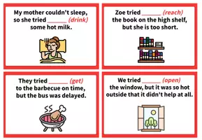 Aperçu - Jeux - GERUND OR INFINITIVE? – Detonation Game (30 Sentences) - Page 3