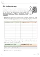 Vorschau - Arbeitsblätter - WAH: Umgang mit Geld - Die Budgetplanung (inkl. Lösungen) - Seite 1