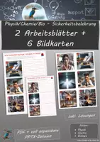 Vorschau - Arbeitsblätter - Physik / Biologie / Chemie / NW - Sicherheit im Fachraum / Verhalten im Notfall: Gefahrensituationen (2x AB) + 6 Bildkarten (voll anpassbar) - Deckblatt