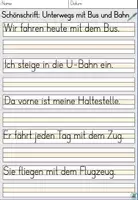 Vorschau - Arbeitsblätter - Übung Schönschrift "Unterwegs mit Bus und Bahn" Öffentliche Verkehrsmittel - DaZ / Deutsch Alphabetisierung - Seite 1